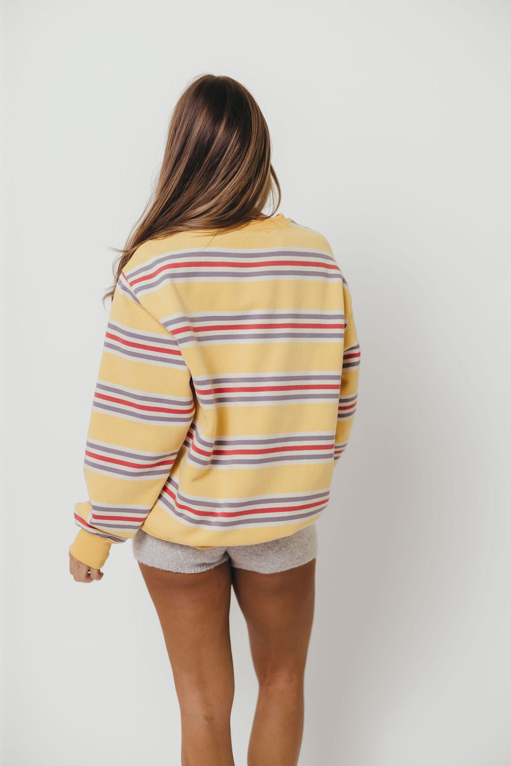 Blake Retro Striped Crewneck Sweatshirt in Mustard