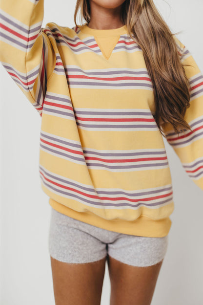 Blake Retro Striped Crewneck Sweatshirt in Mustard