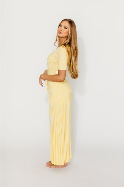 Oakley Ribbed Maxi Dress in Light Yellow - Bump Friendly