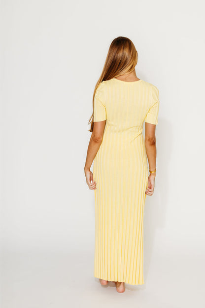 Oakley Ribbed Maxi Dress in Light Yellow - Bump Friendly