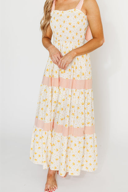 Vida Floral Maxi Dress in White/Orange