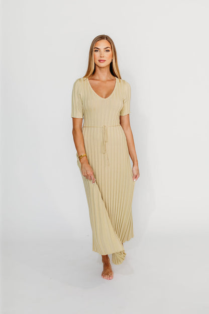 Oakley Ribbed Maxi Dress in Dusty Lime - Bump Friendly