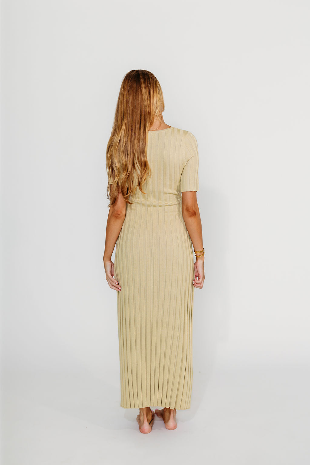 Oakley Ribbed Maxi Dress in Dusty Lime - Bump Friendly