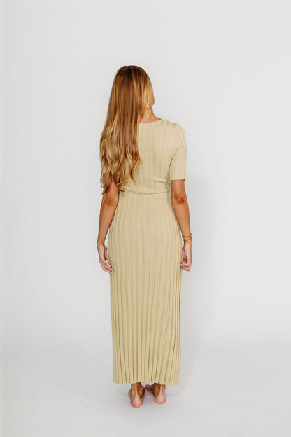 Oakley Ribbed Maxi Dress in Dusty Lime - Bump Friendly