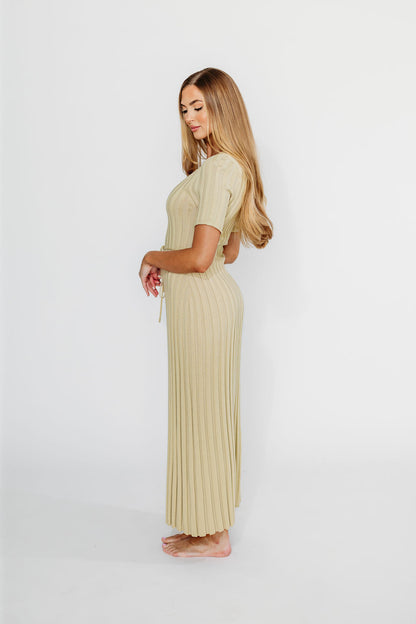 Oakley Ribbed Maxi Dress in Dusty Lime - Bump Friendly