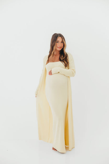 Lina Two Piece Dress Set in Butter Yellow - Bump Friendly