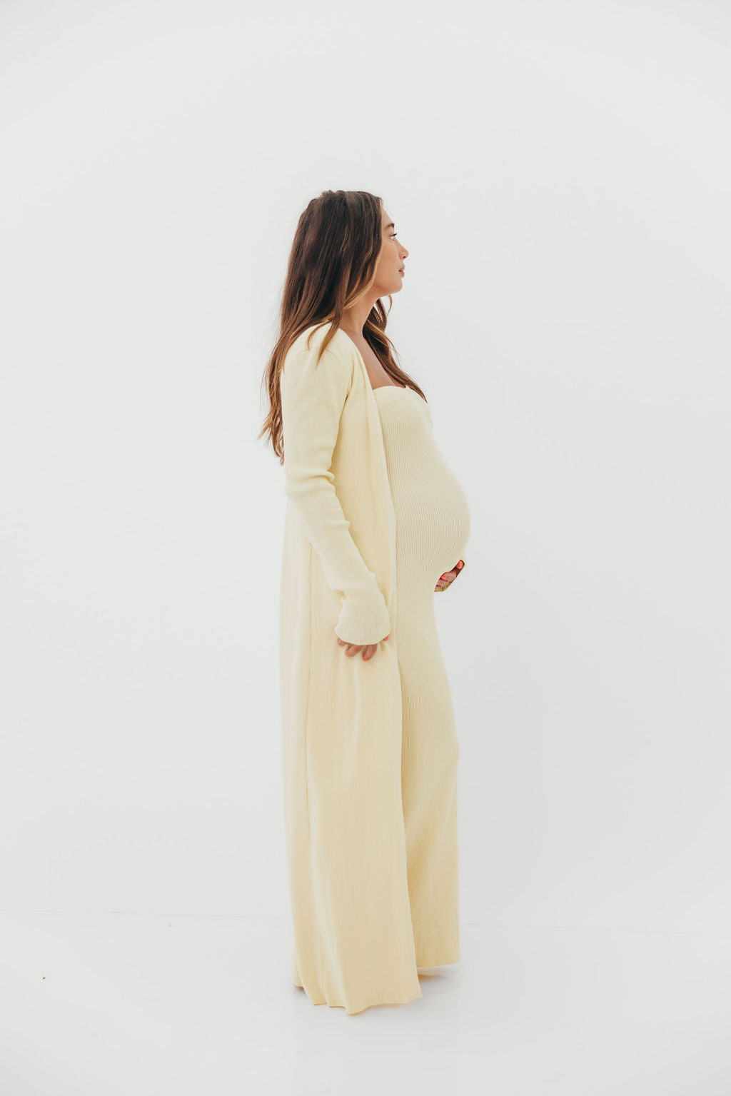 Lina Two Piece Dress Set in Butter Yellow - Bump Friendly