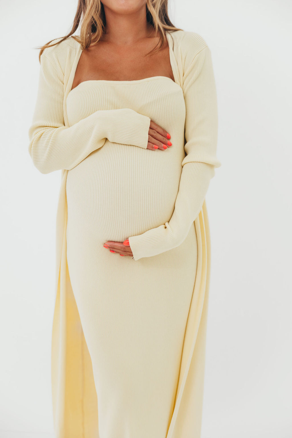 Lina Two Piece Dress Set in Butter Yellow - Bump Friendly