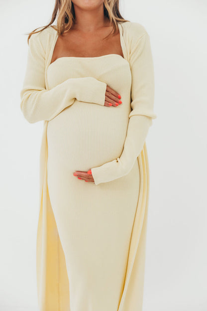 Lina Two Piece Dress Set in Butter Yellow - Bump Friendly