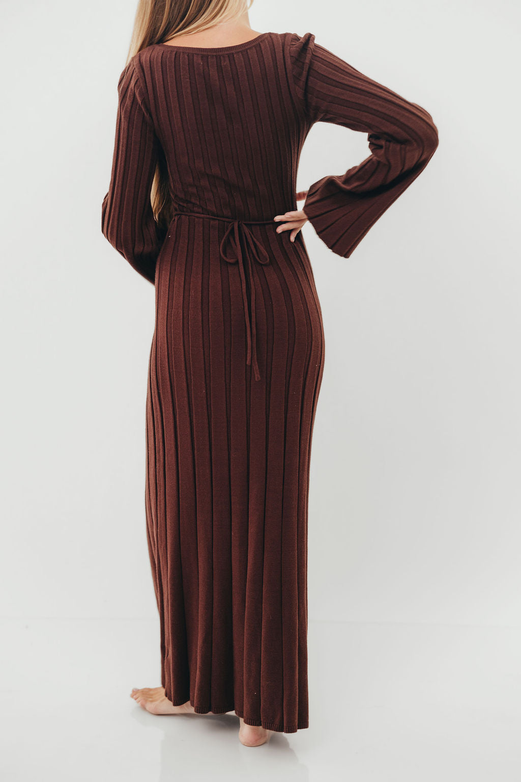Rowan Square Neck Maxi Dress in Brown