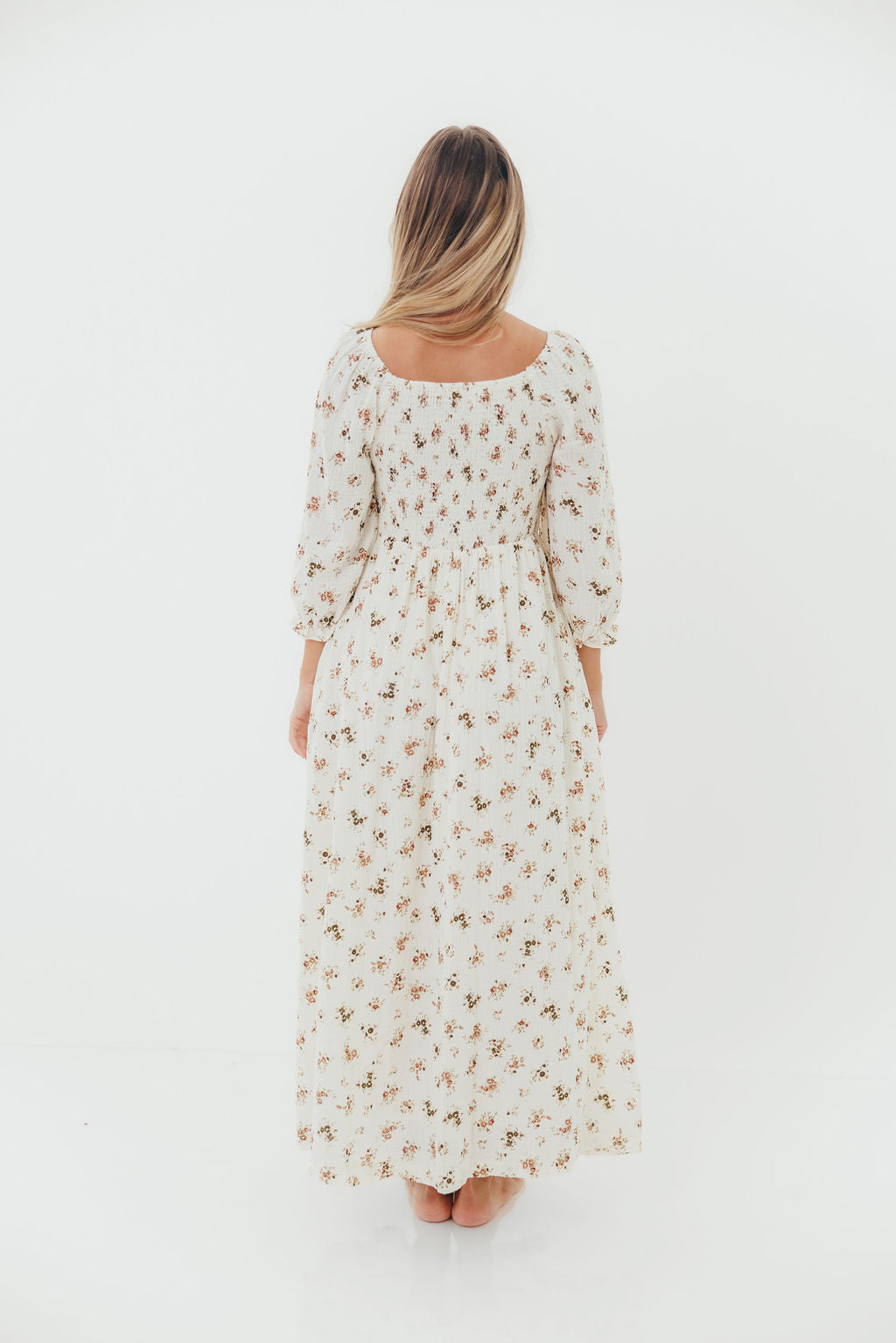 Cecilia 100% Cotton Smocked Maxi Dress in Cream - Bump Friendly