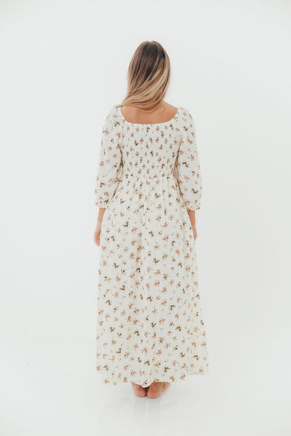 Cecilia 100% Cotton Smocked Maxi Dress in Cream - Bump Friendly