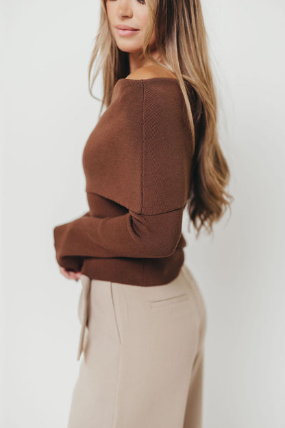 Ana Off-Shoulder Knit Top in Espresso