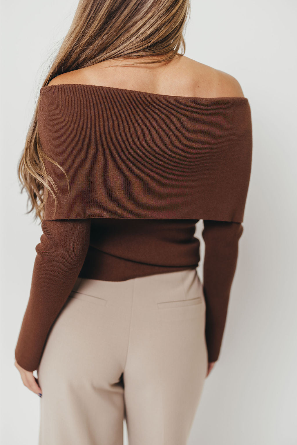 Ana Off-Shoulder Knit Top in Espresso
