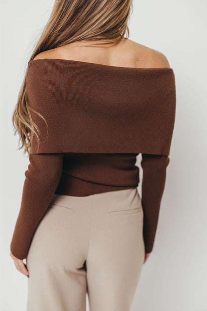 Ana Off-Shoulder Knit Top in Espresso