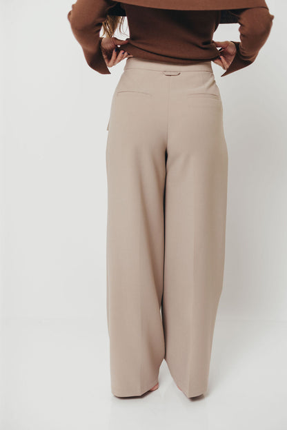 Shayne Wide Leg Trousers in Stone