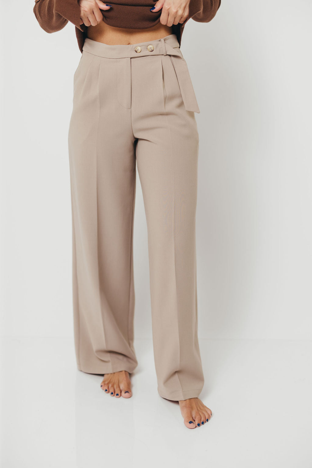 Shayne Wide Leg Trousers in Stone