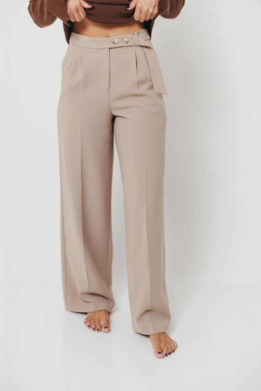Shayne Wide Leg Trousers in Stone