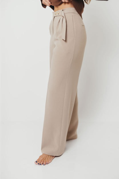 Shayne Wide Leg Trousers in Stone