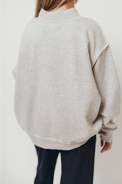 Sparrow Reversible Mock Neck Sweatshirt Top in Heather Grey