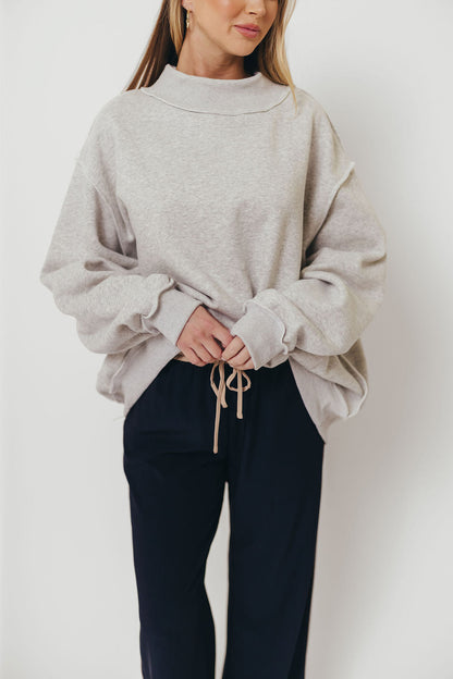 Sparrow Reversible Mock Neck Sweatshirt Top in Heather Grey