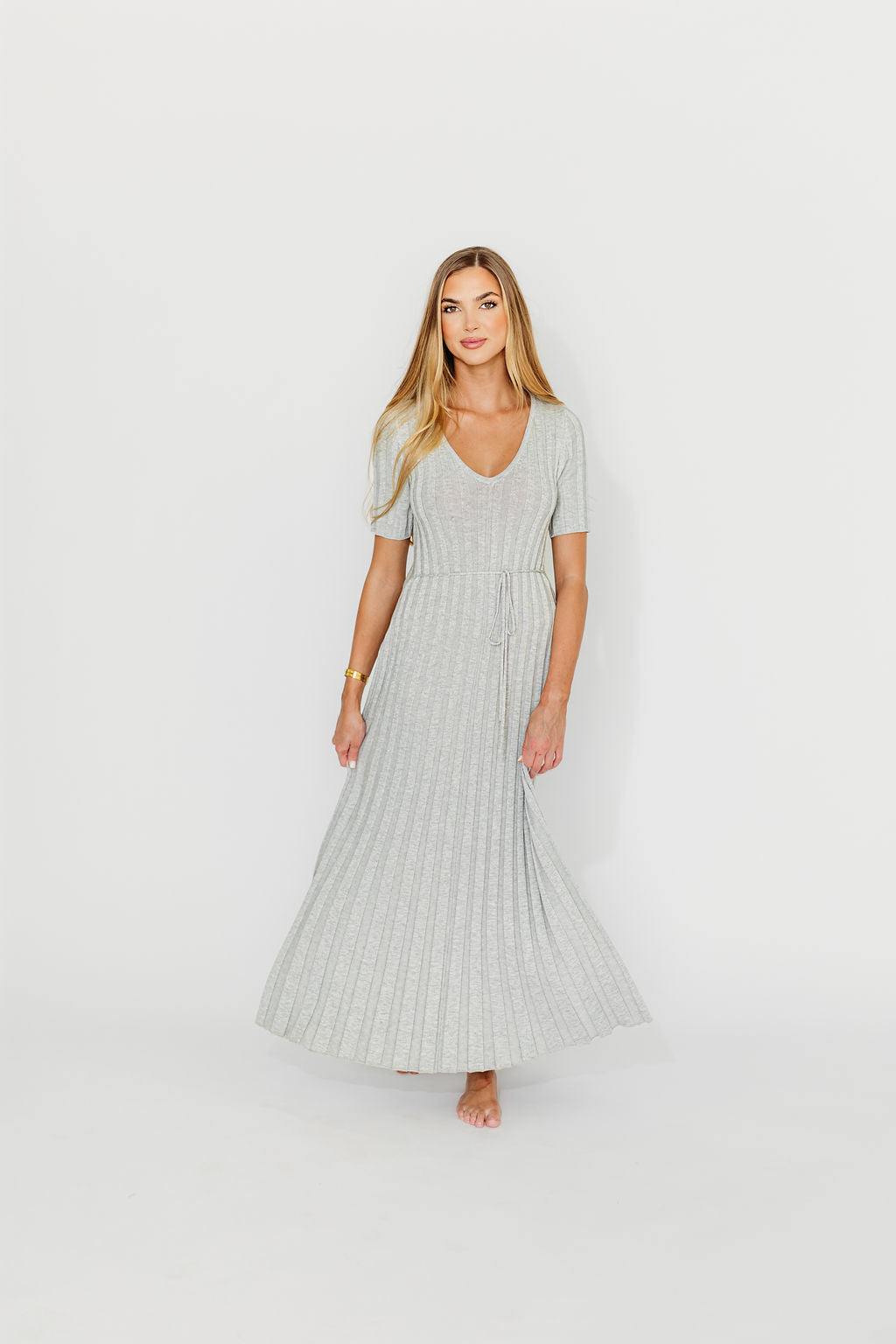 Oakley Ribbed Maxi Dress in Heather Grey -Bump Friendly