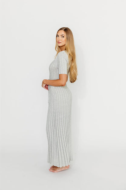 Oakley Ribbed Maxi Dress in Heather Grey -Bump Friendly