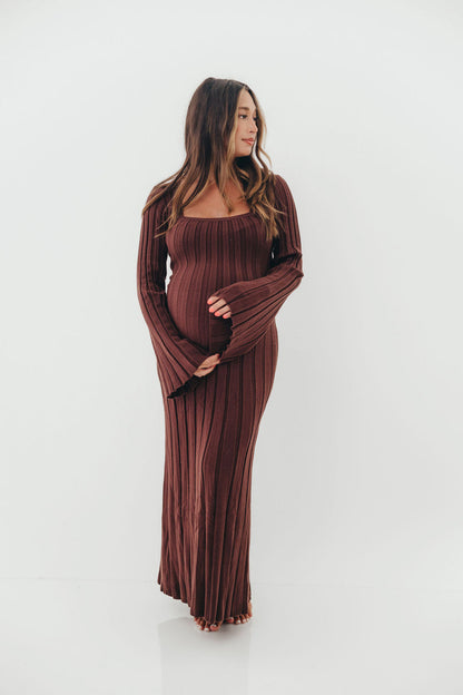 Rowan Square Neck Maxi Dress in Brown