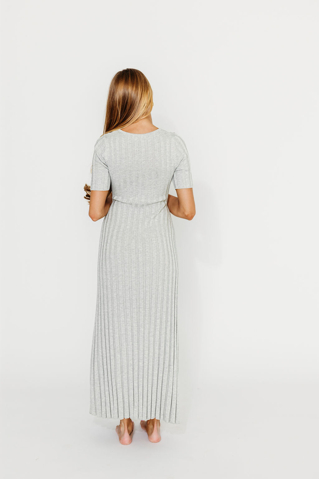 Oakley Ribbed Maxi Dress in Heather Grey -Bump Friendly