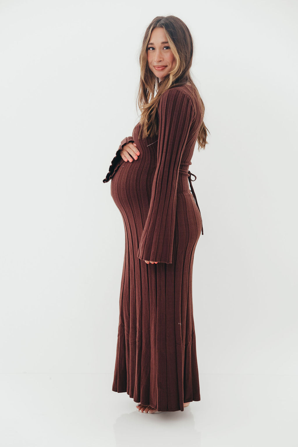 Rowan Square Neck Maxi Dress in Brown