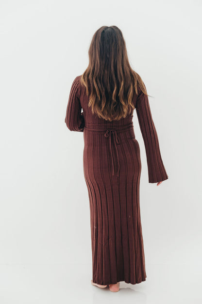 Rowan Square Neck Maxi Dress in Brown