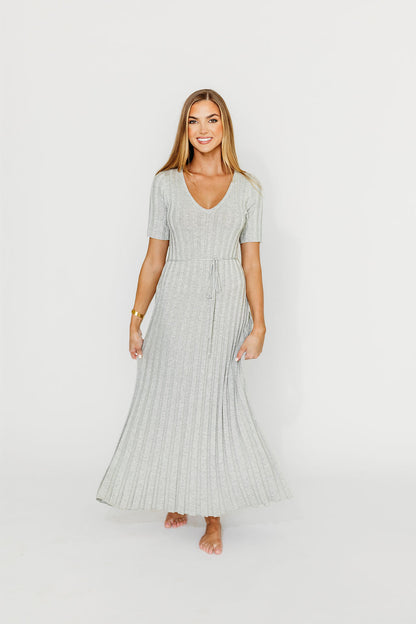 Oakley Ribbed Maxi Dress in Heather Grey -Bump Friendly