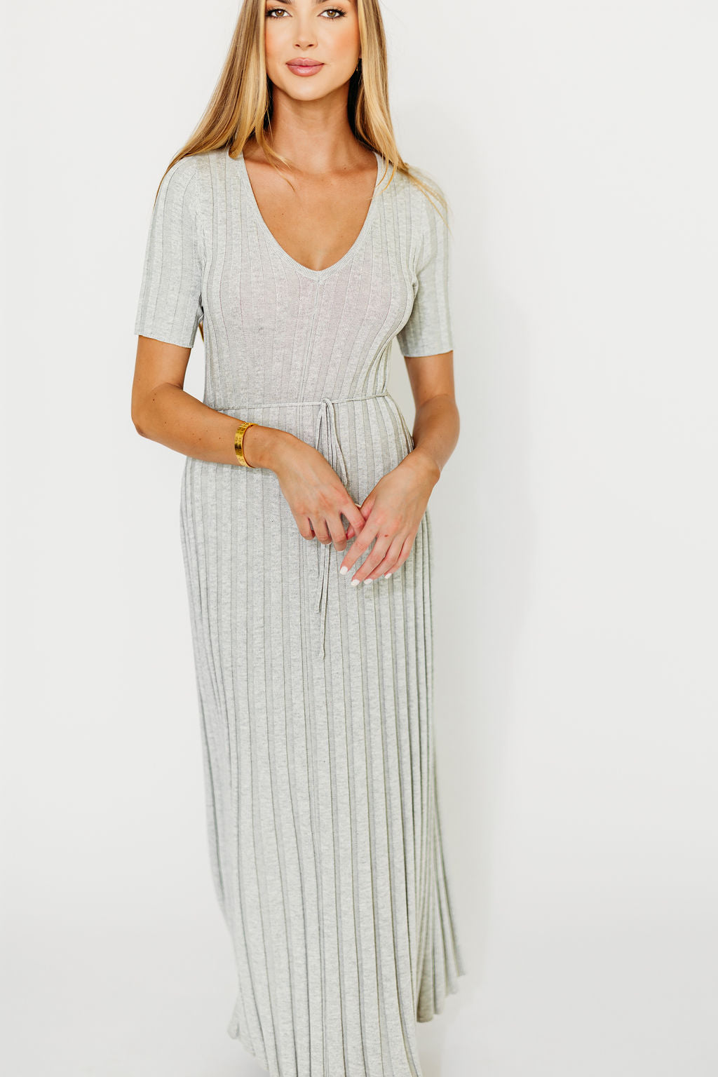 Oakley Ribbed Maxi Dress in Heather Grey -Bump Friendly
