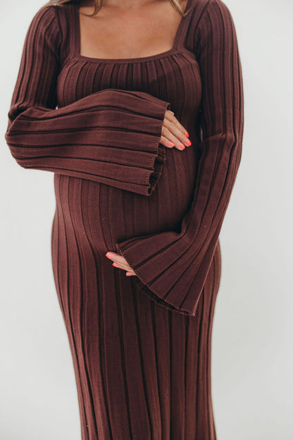 Rowan Square Neck Maxi Dress in Brown