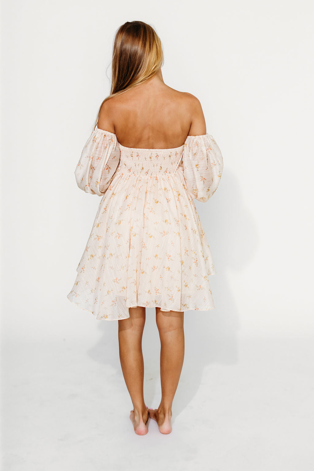 Kennedy Floral Mini Dress in Cream- Bump Friendly