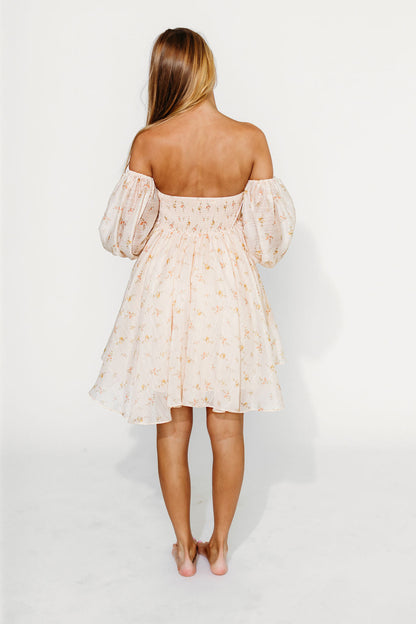 Kennedy Floral Mini Dress in Cream- Bump Friendly