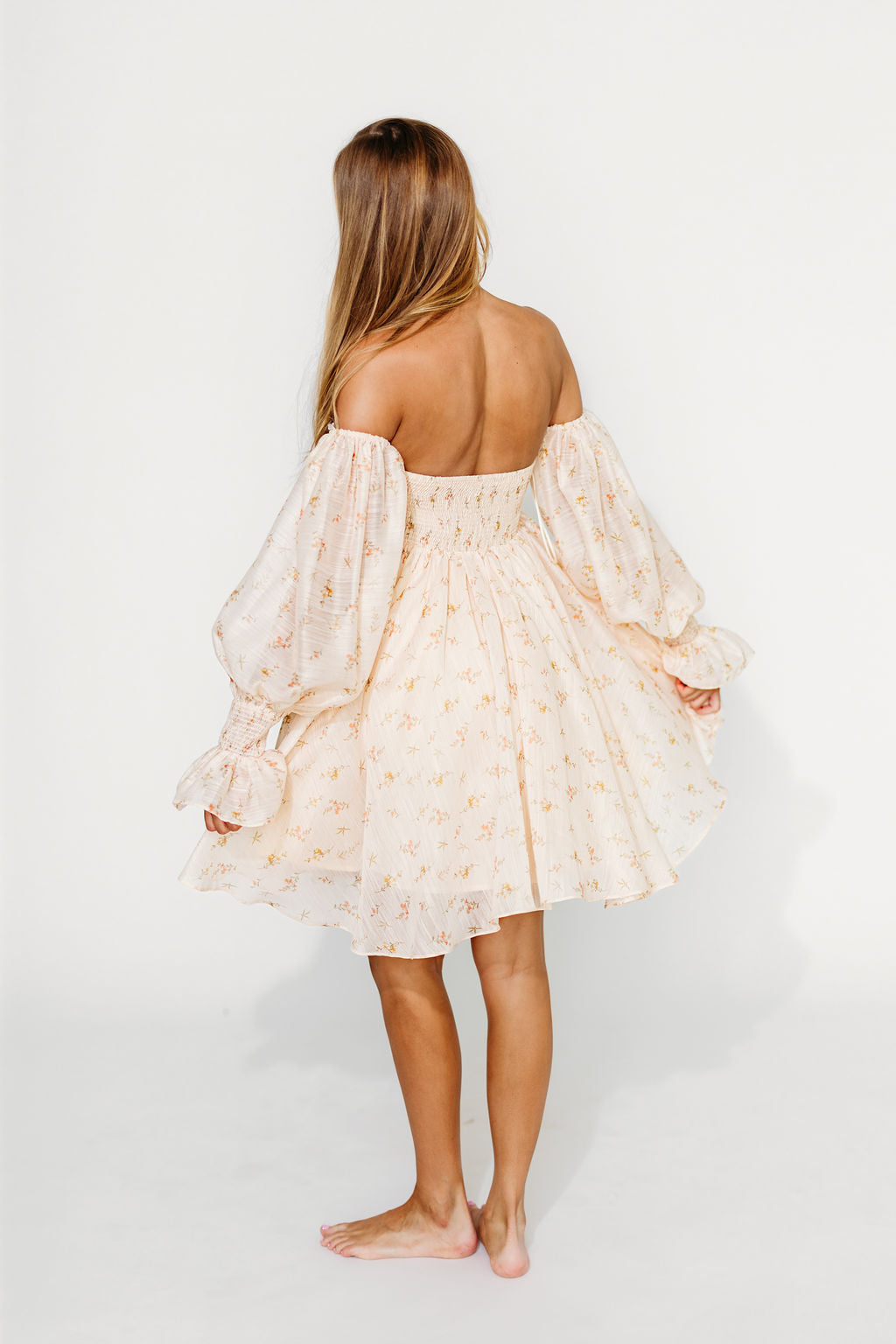 Kennedy Floral Mini Dress in Cream- Bump Friendly