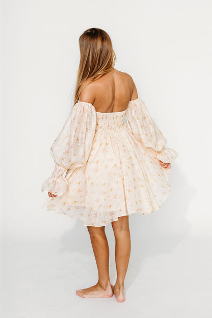 Kennedy Floral Mini Dress in Cream- Bump Friendly
