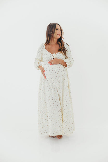 Cecilia 100% Cotton Smocked Maxi Dress in Ivory - Bump Friendly