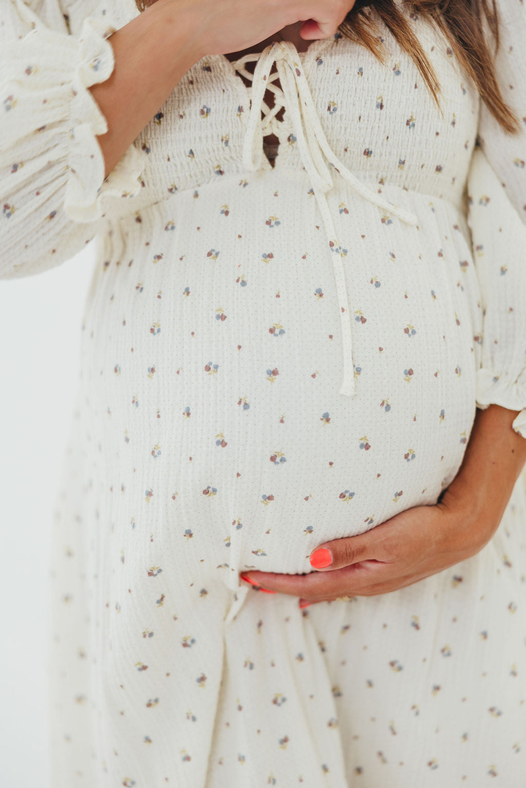 Cecilia 100% Cotton Smocked Maxi Dress in Ivory - Bump Friendly