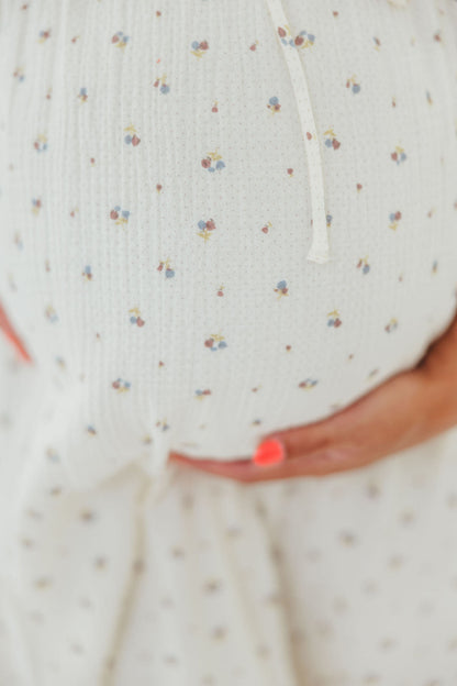 Cecilia 100% Cotton Smocked Maxi Dress in Ivory - Bump Friendly
