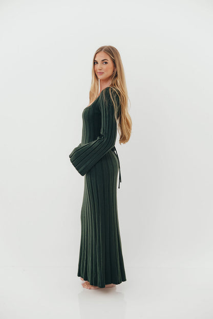 Rowan Square Neck Maxi Dress in Evergreen