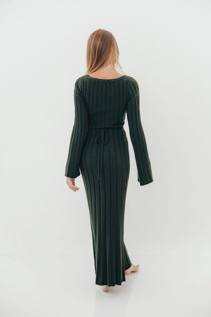 Rowan Square Neck Maxi Dress in Evergreen