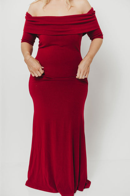 Monroe Half Sleeve Maxi Dress in Red - Bump Friendly