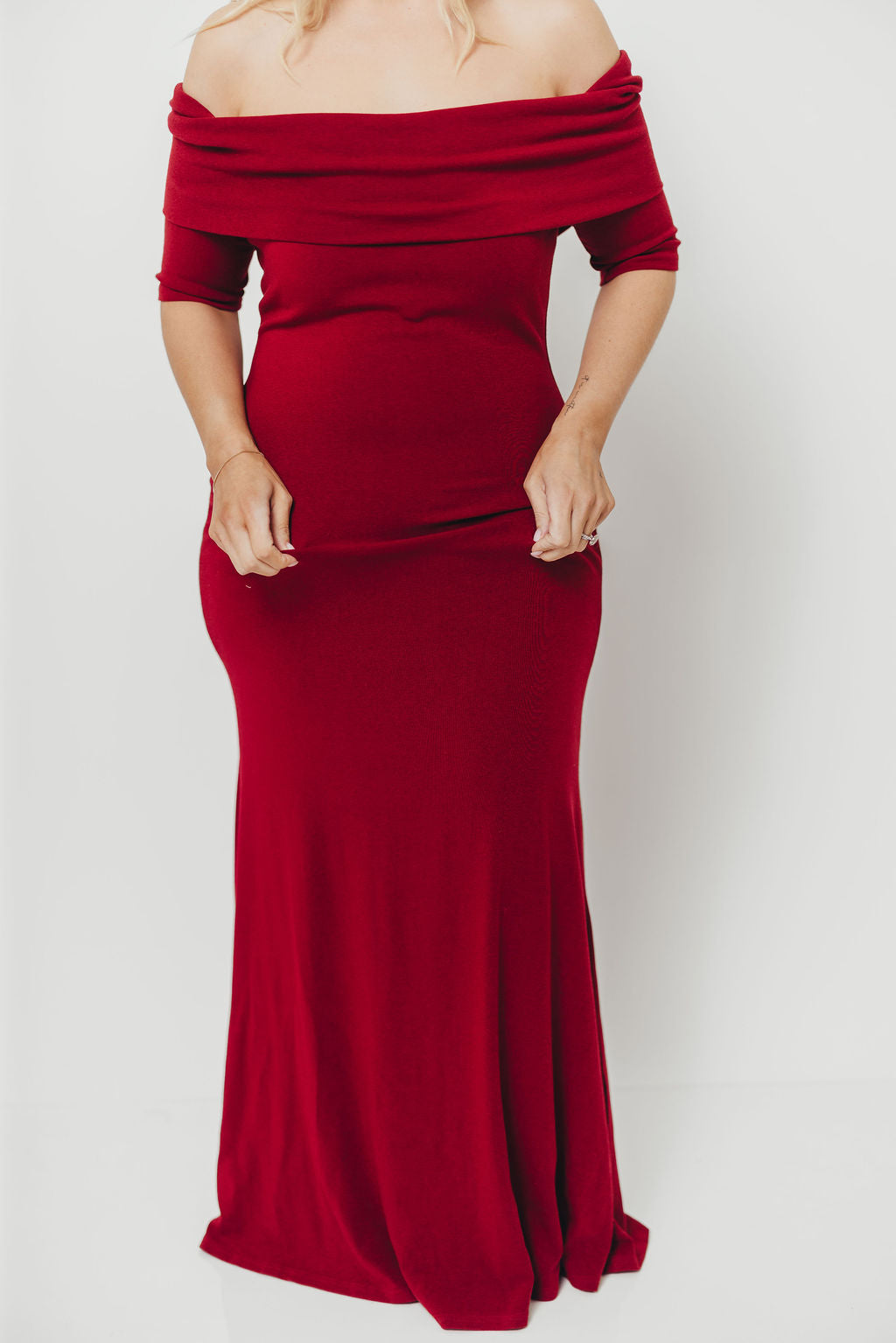 Monroe Half Sleeve Maxi Dress in Red - Bump Friendly