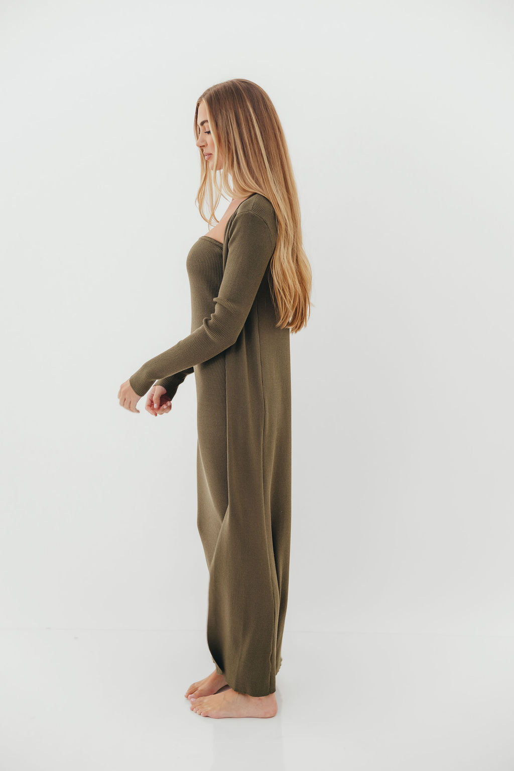 Lina Two Piece Dress Set in Dusty Olive - Bump Friendly