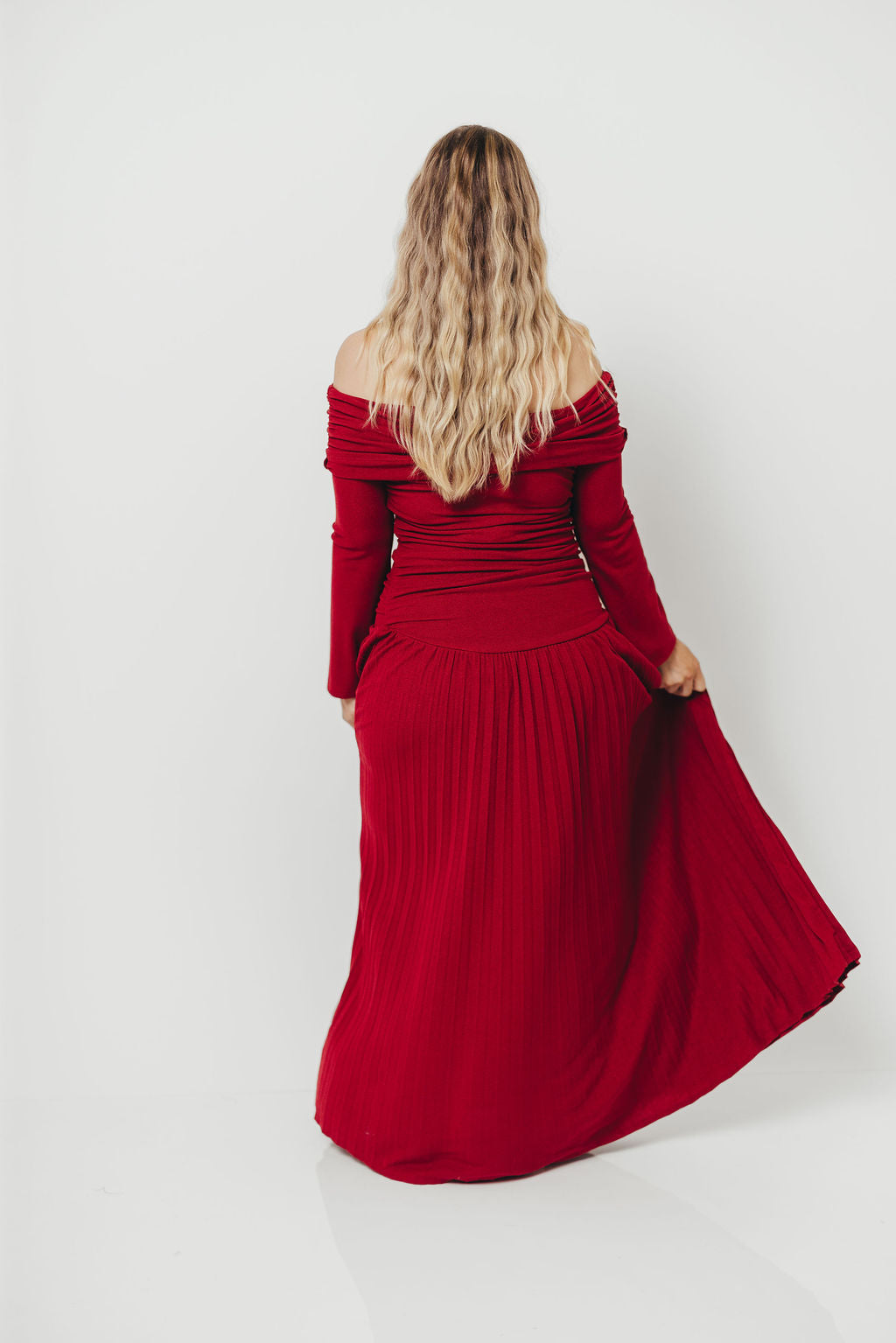 Lennox Long Sleeve Maxi Dress in Red