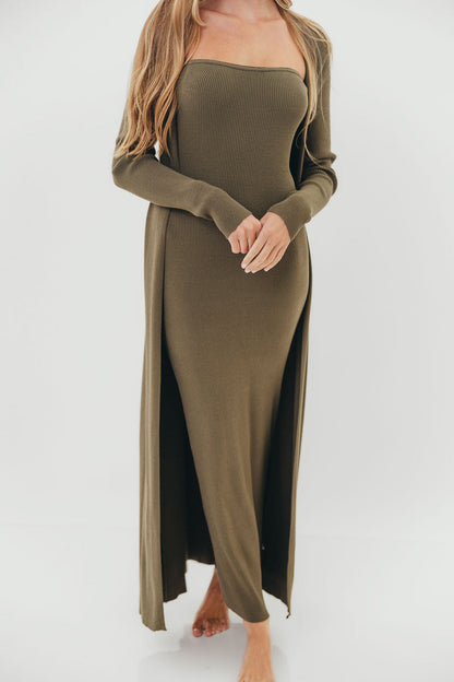 Lina Two Piece Dress Set in Dusty Olive - Bump Friendly