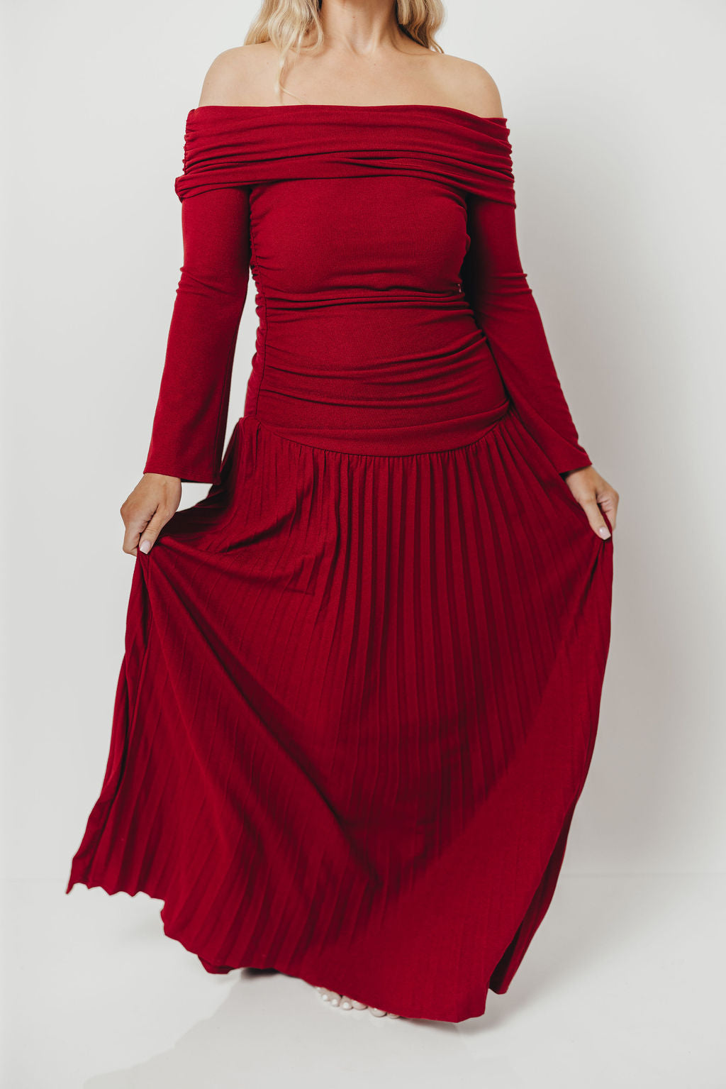 Lennox Long Sleeve Maxi Dress in Red