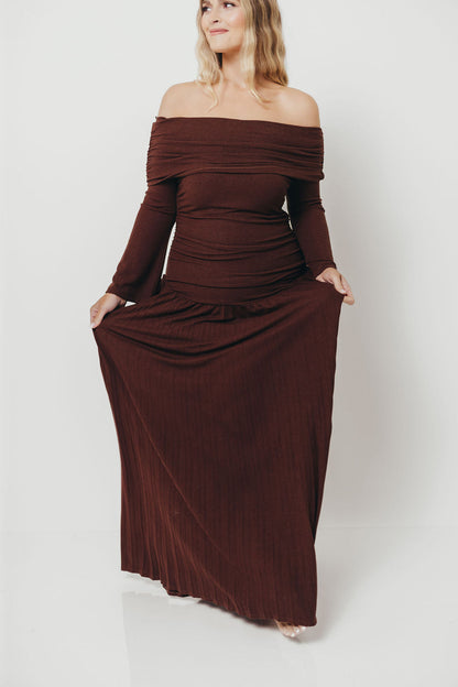 Lennox Long Sleeve Maxi Dress in Brown